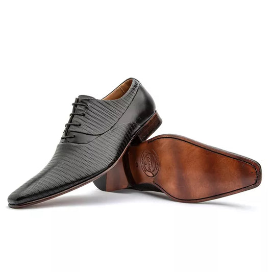 Chaussure Oxford Habillée Homme – Semelle en Cuir, Noir | Modèle 328