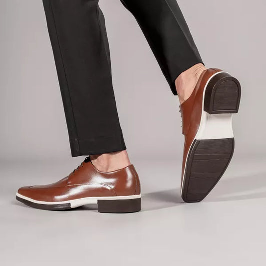 Chaussure Habillée Homme en Cuir Véritable – Ligne Genesis avec Lacets, Couleur Whisky